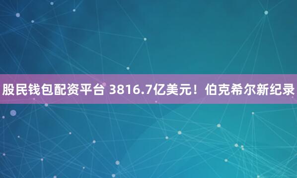 股民钱包配资平台 3816.7亿美元！伯克希尔新纪录